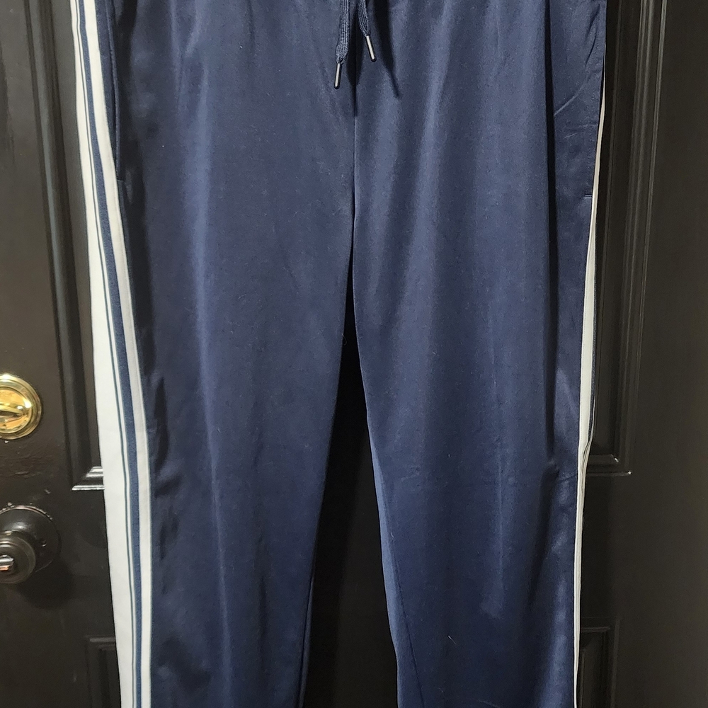 Athletic Works Men's Dark Blue Joggers with White Stripes